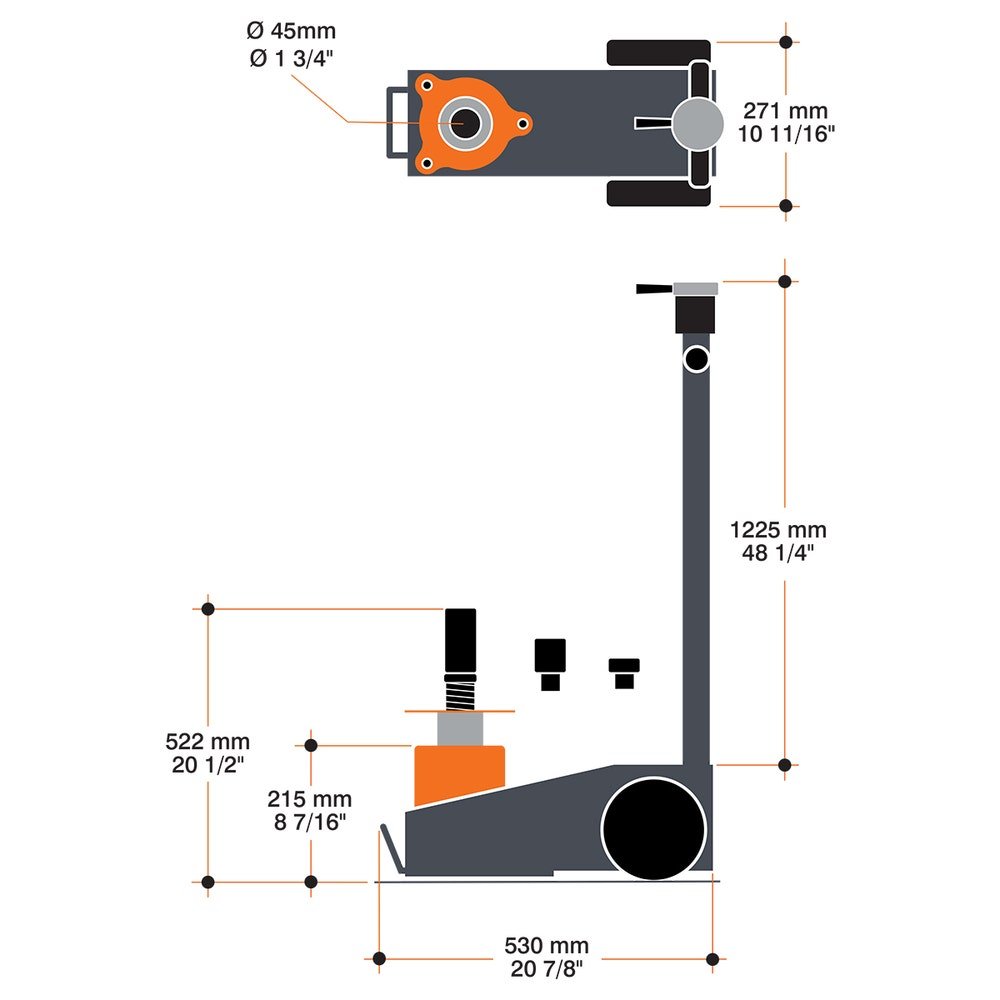 22 - Ton Professional Air/Hydraulic Floor Jack - Maventech